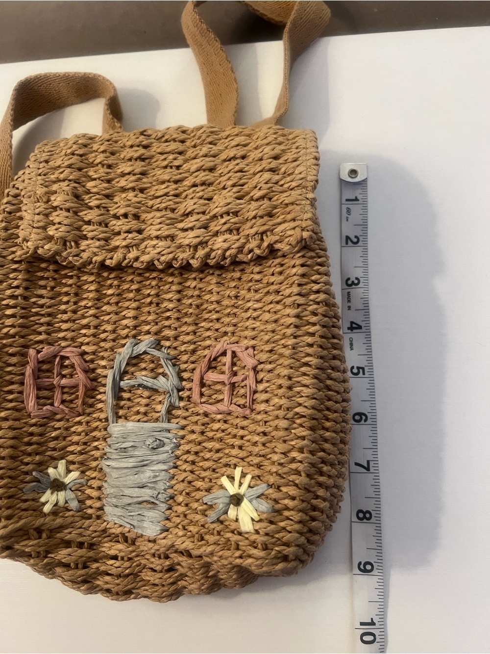 Zara Raffia Straw Woven House Flower Mini Backbag Bag - Picture 7 of 7